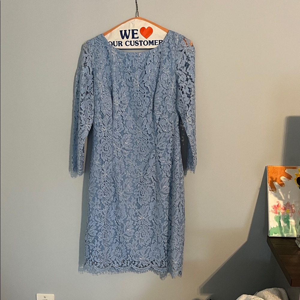 Adrianna Papell Powder Blue Lace Sheath Dress